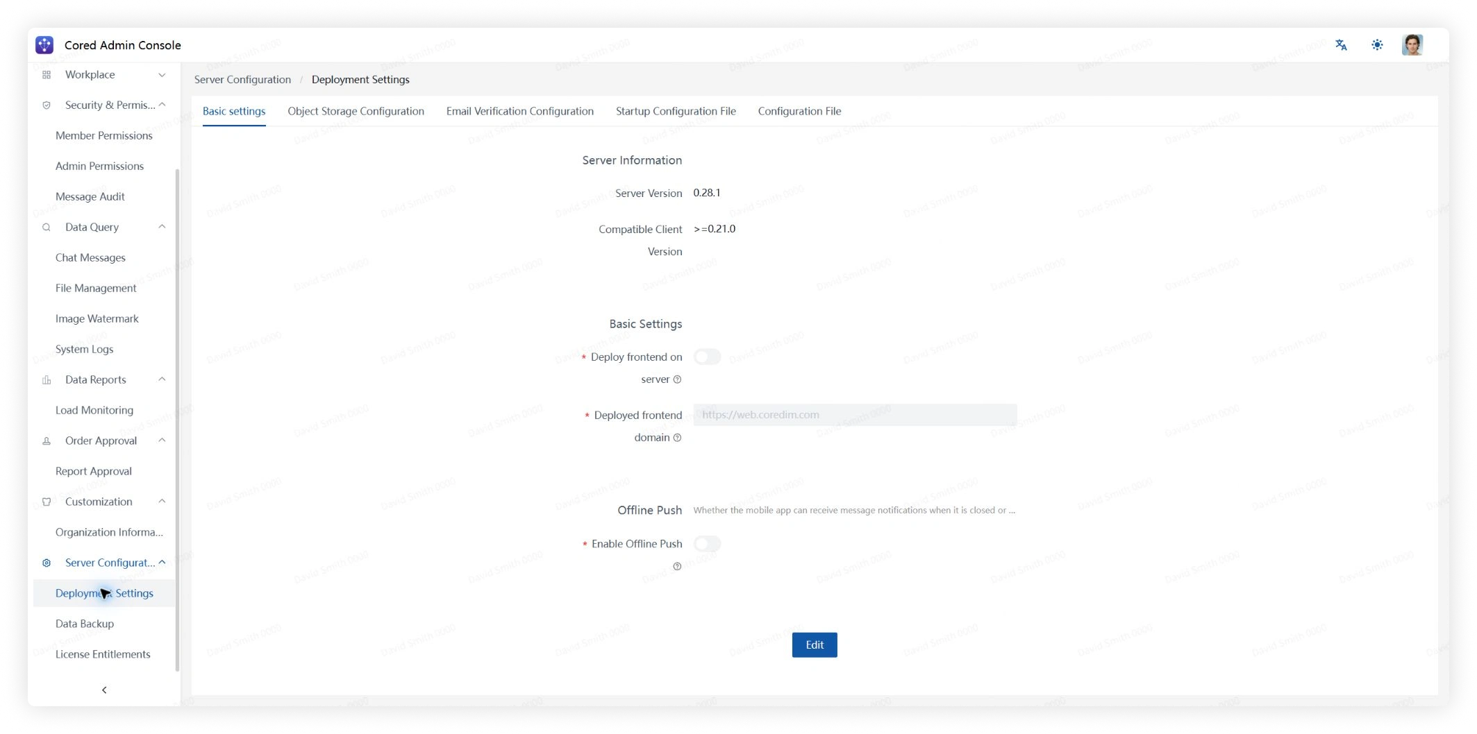 Deployment Settings