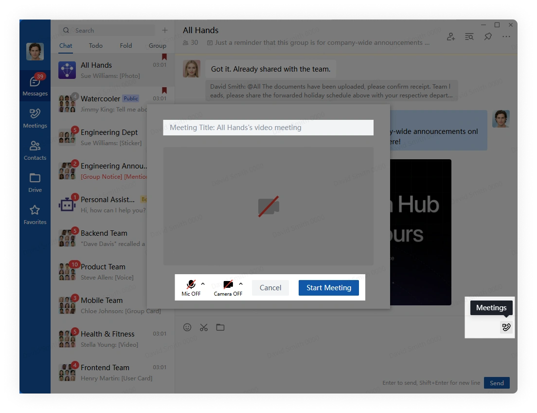 Create Meeting from Group Chat