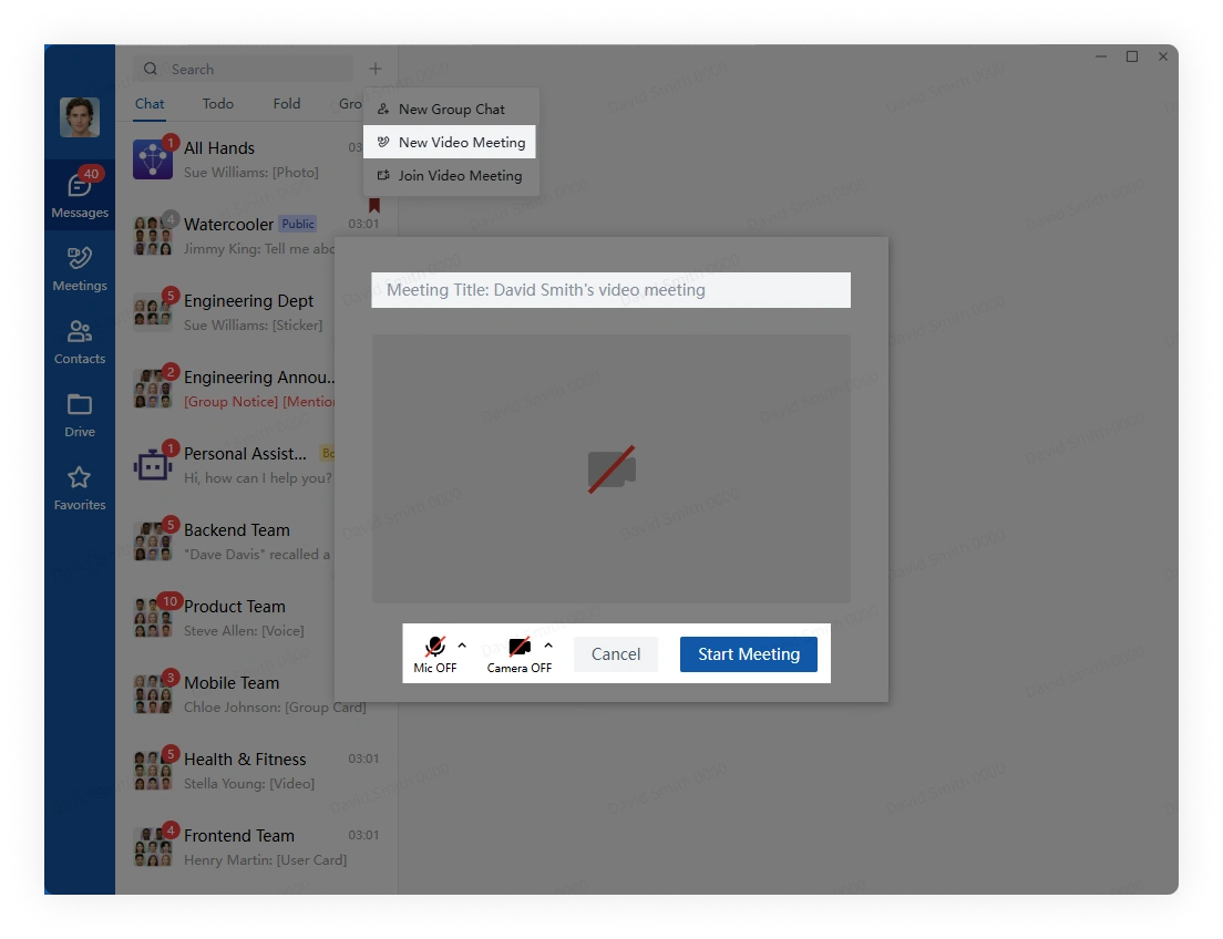 Create Meeting from Search