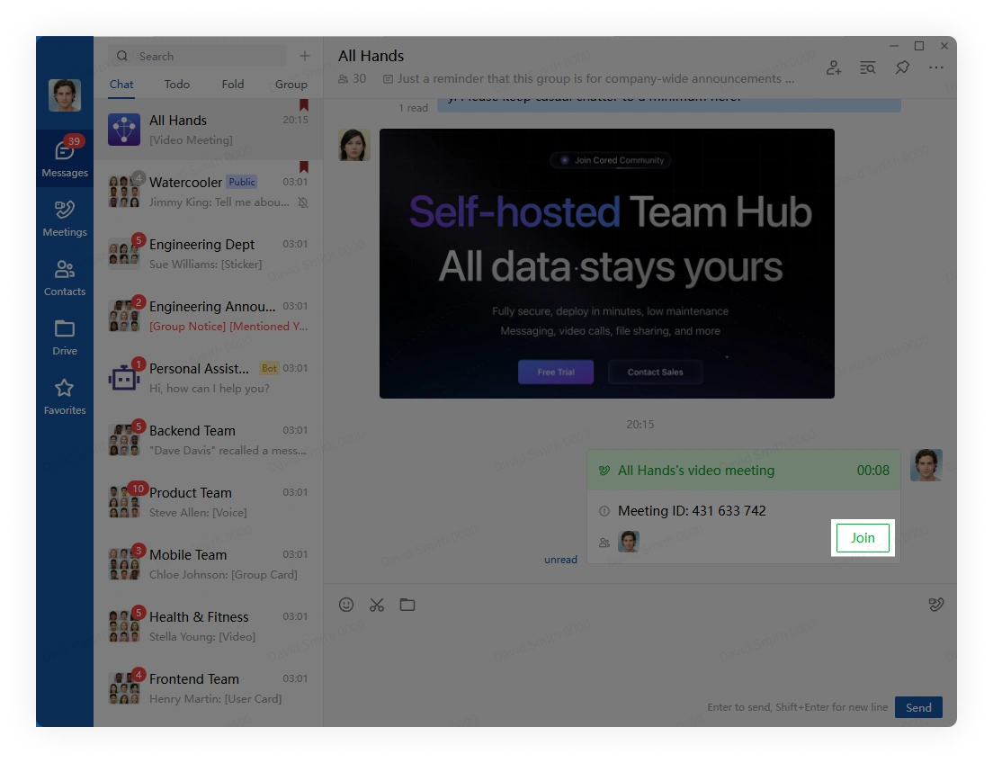 Join Meeting from Chat