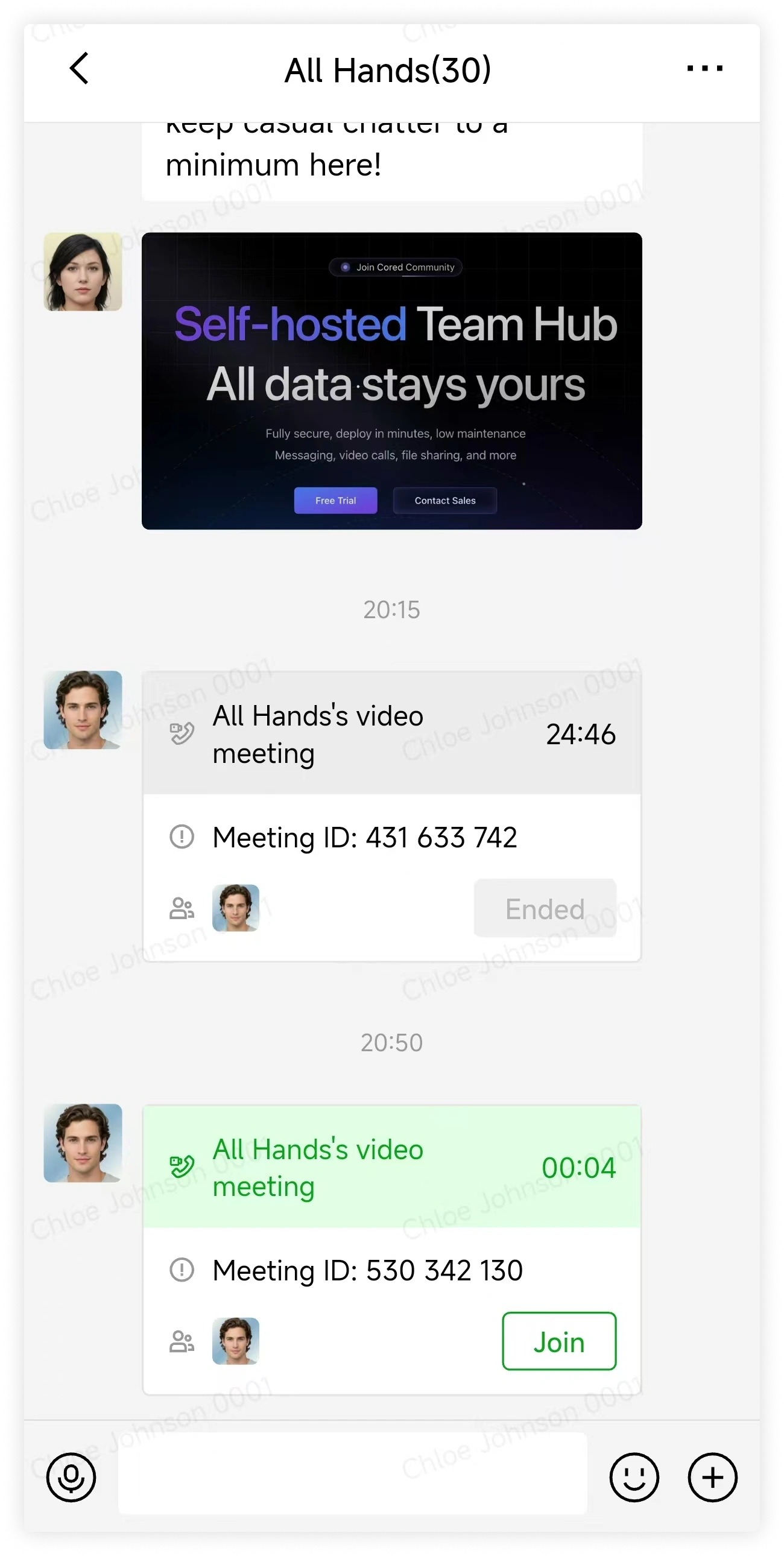 Join Meeting from Chat